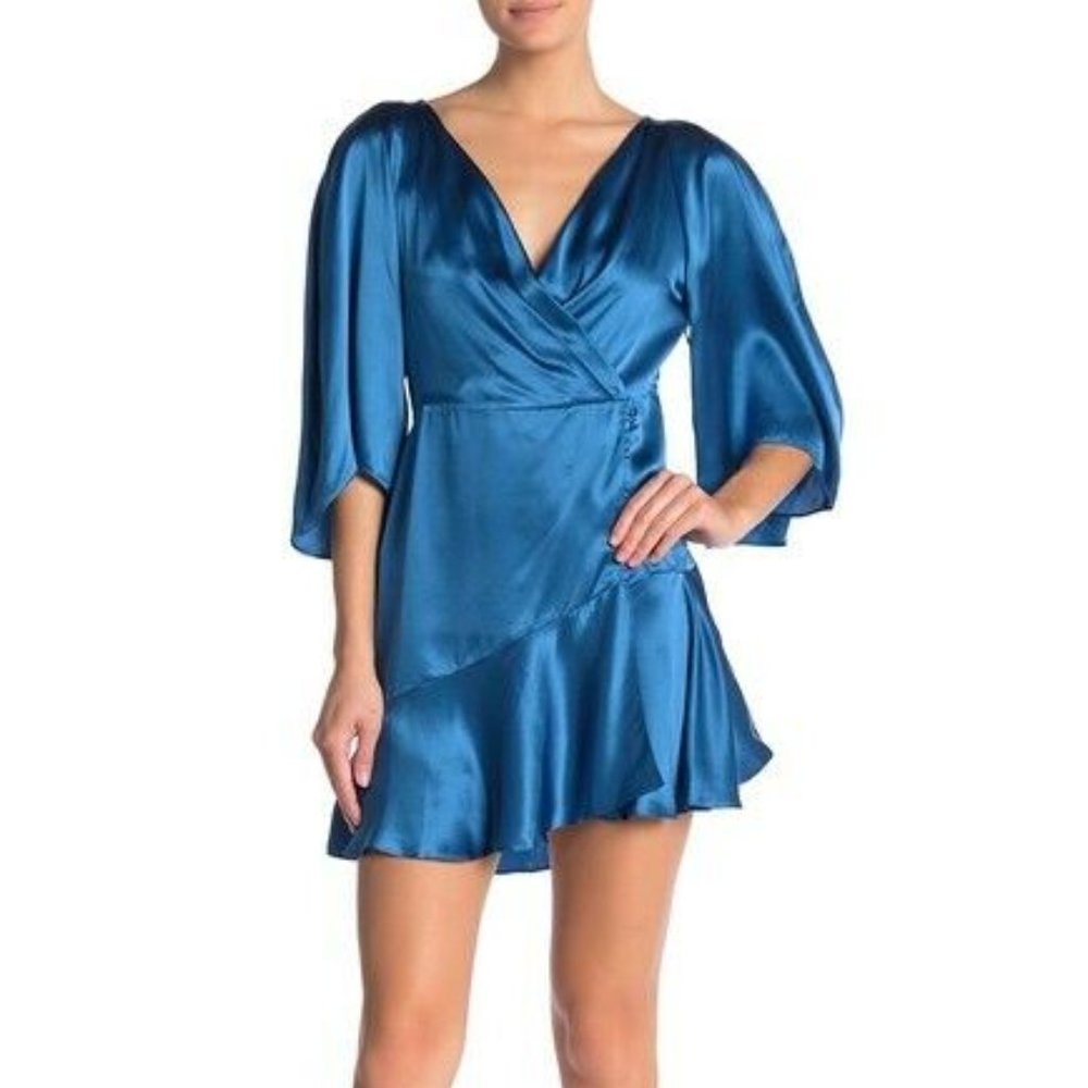 NEW Free People Strike a Pose Silk Mini Dress Sz 4 - Picture 4 of 11